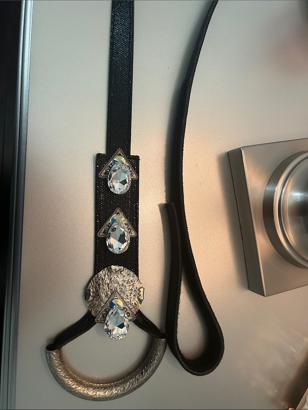 Women's Black Crystal Accent Decorative Belt